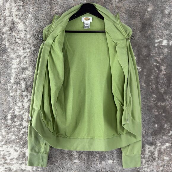 Talbots Petites Sz P Mock Neck Stretch Full Zip Sweater Green Cotton Long Sleeve - Picture 4 of 9